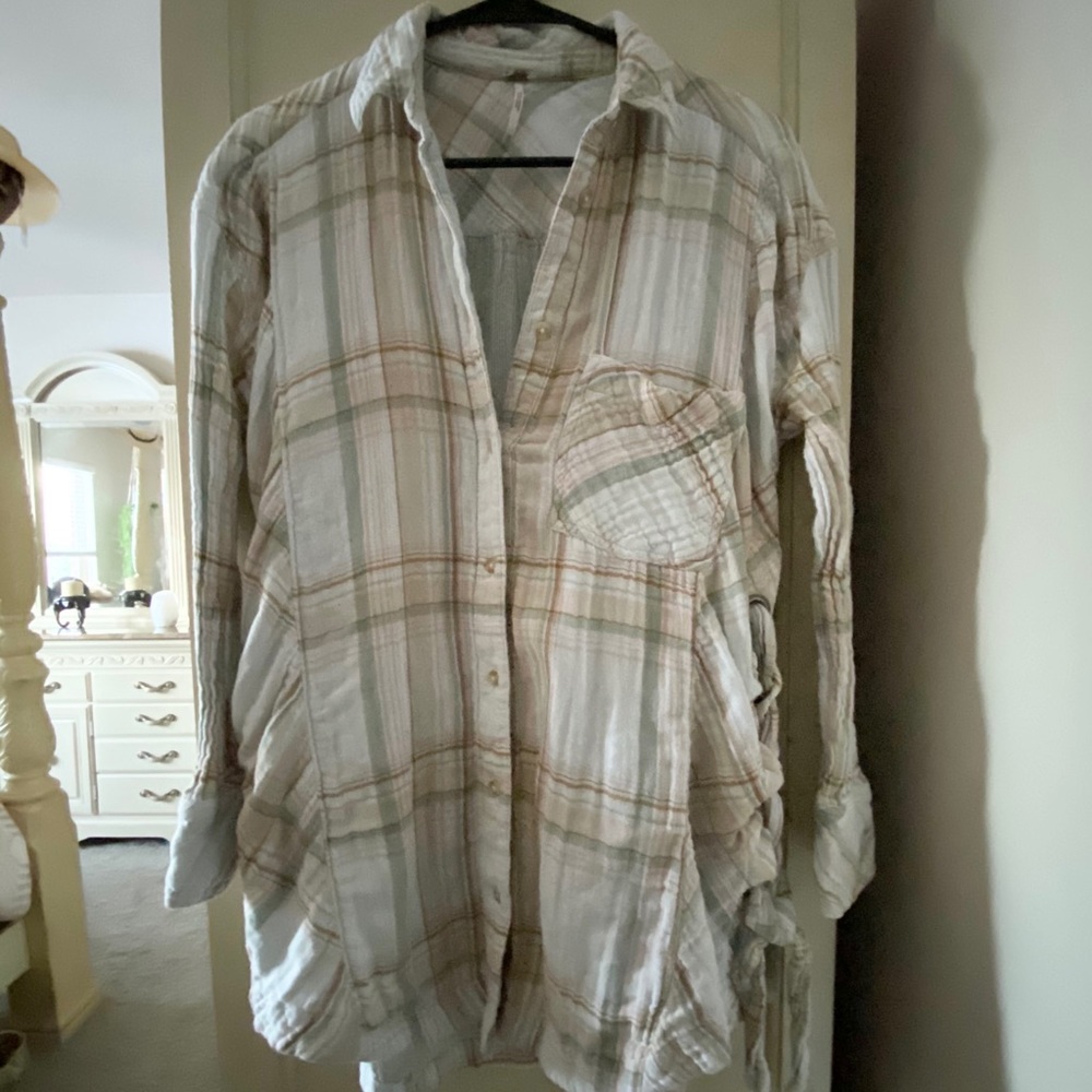 Free People Plaid Button Down Shirt
